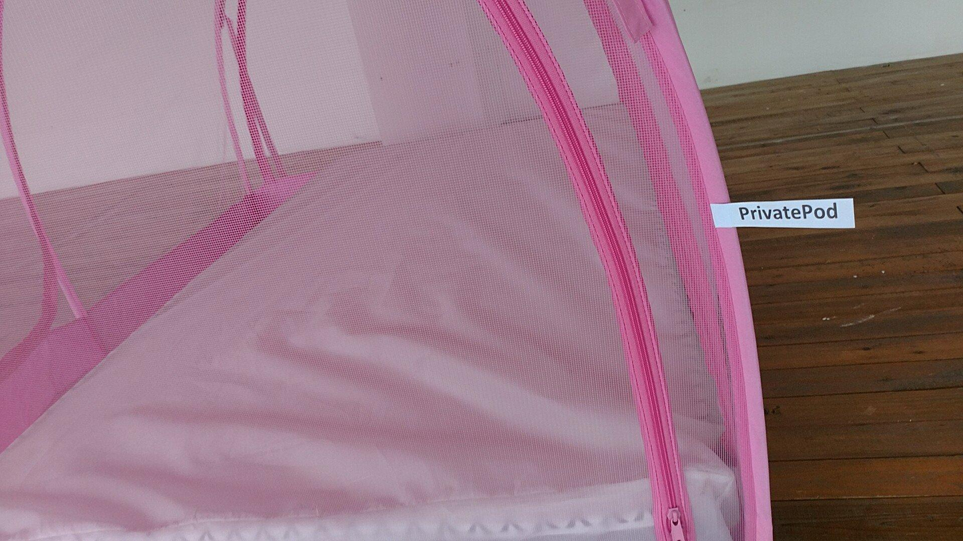 PrivatePod® Mosquito Net Bed Canopy Tents Dream Privacy Space Twin Size Sleeping Tents Indoor Pop Up Portable Frame Breathable Cottage Pink