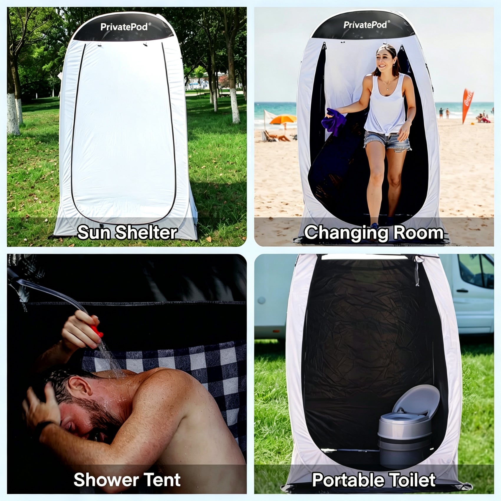 PrivatePod® Shower Tent Changing Room Outdoor Toilet Privacy Pop Up Camping Dressing Portable Shelter Teflon Coating Fabric